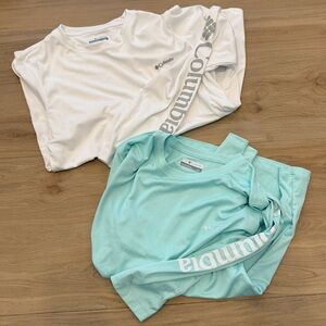 Columbia White and Aqua Long Sleeve Shirts SPF shirt bundle large